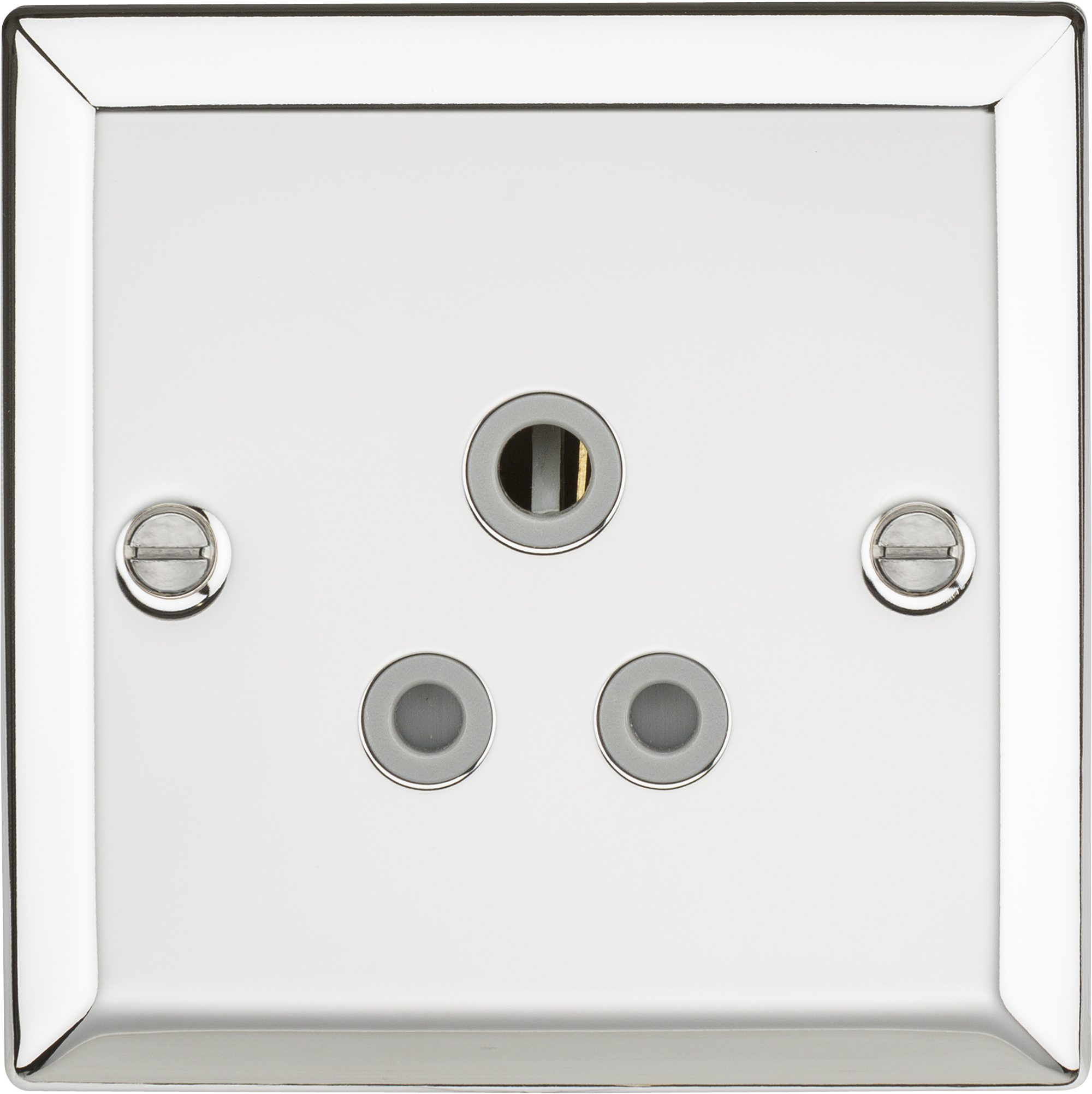 5A Unswitched Socket With Grey Insert - Bevelled Edge Polished Chrome - CV5APCG 