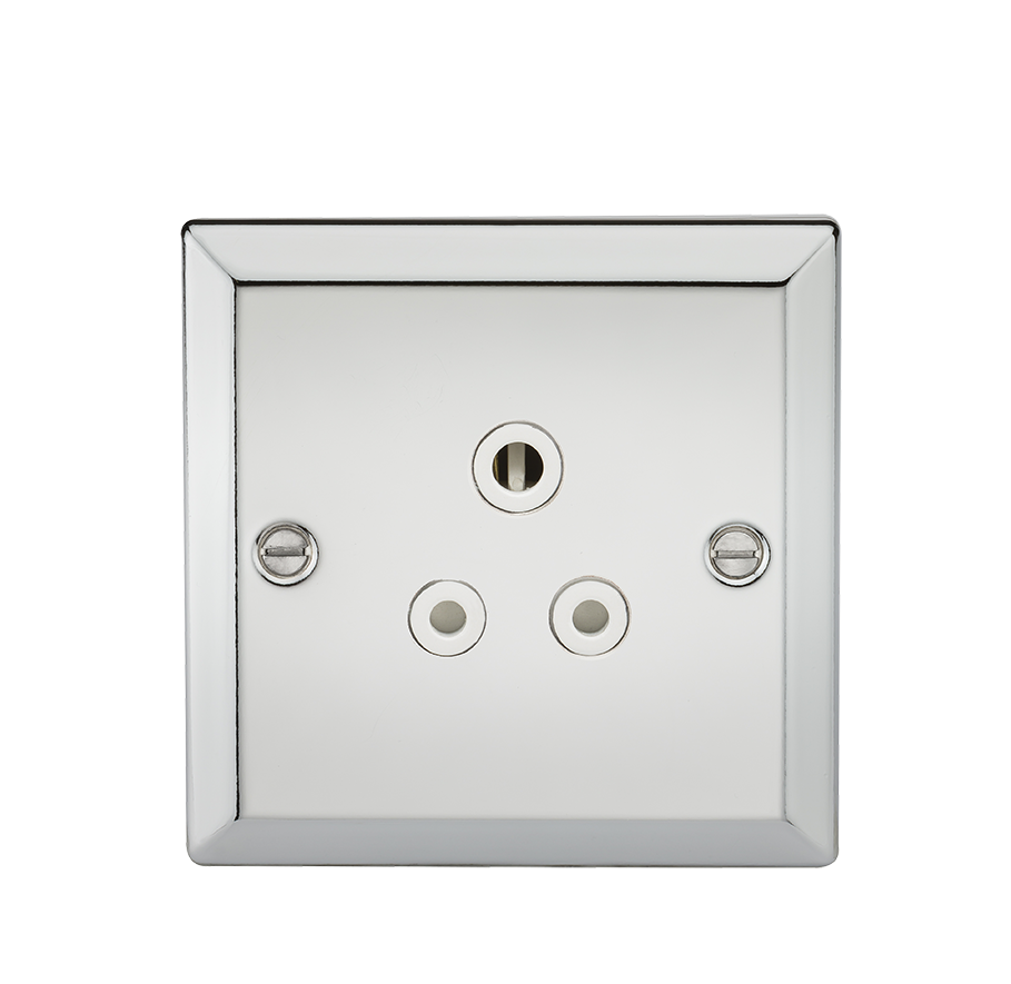 5A Unswitched Socket With White Insert - Bevelled Edge Polished Chrome - CV5APCW 
