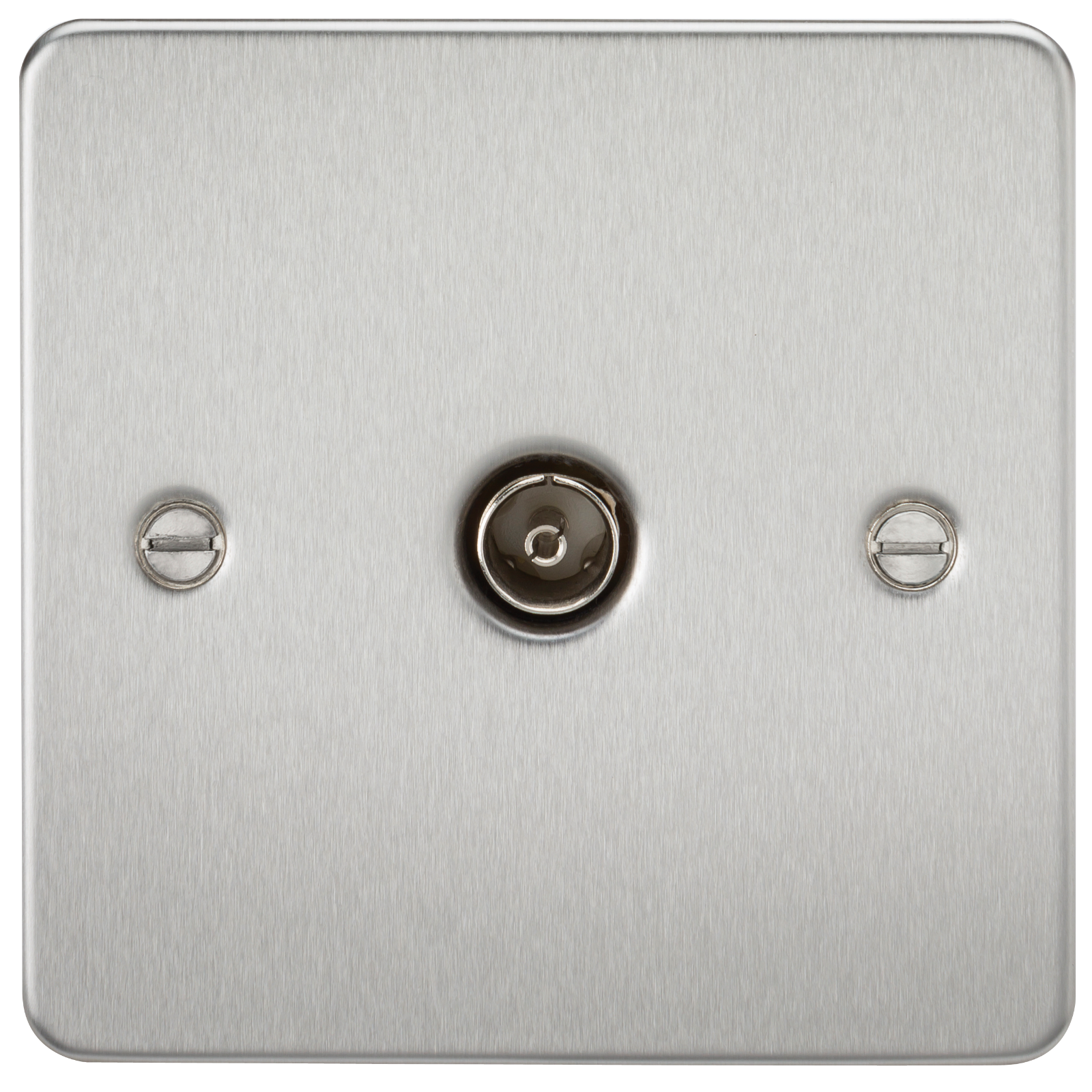 Flat Plate 1G TV Outlet (non-isolated) - Brushed Chrome - FP0100BC 