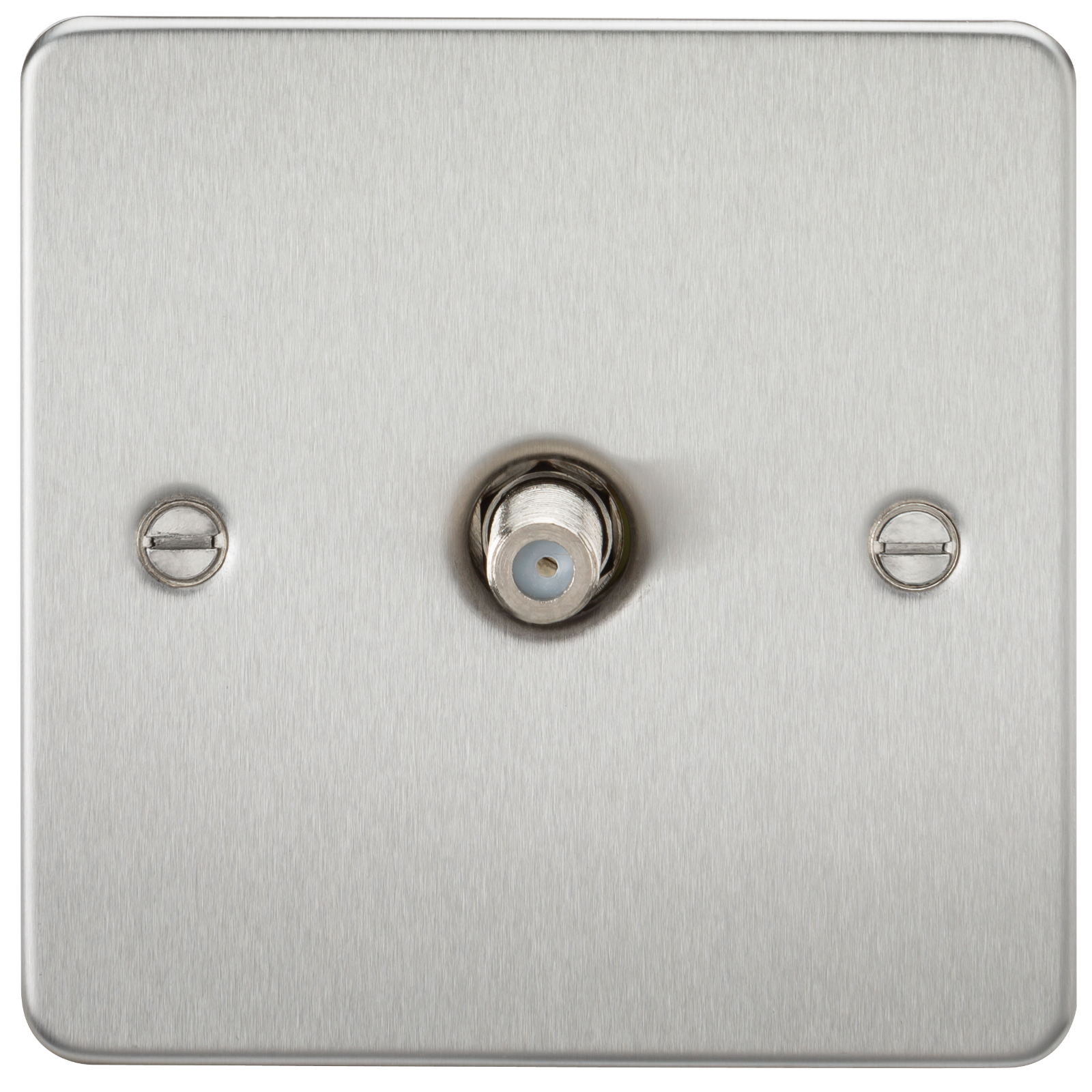 Flat Plate 1G SAT TV Outlet (non-isolated) - Brushed Chrome - FP0150BC 