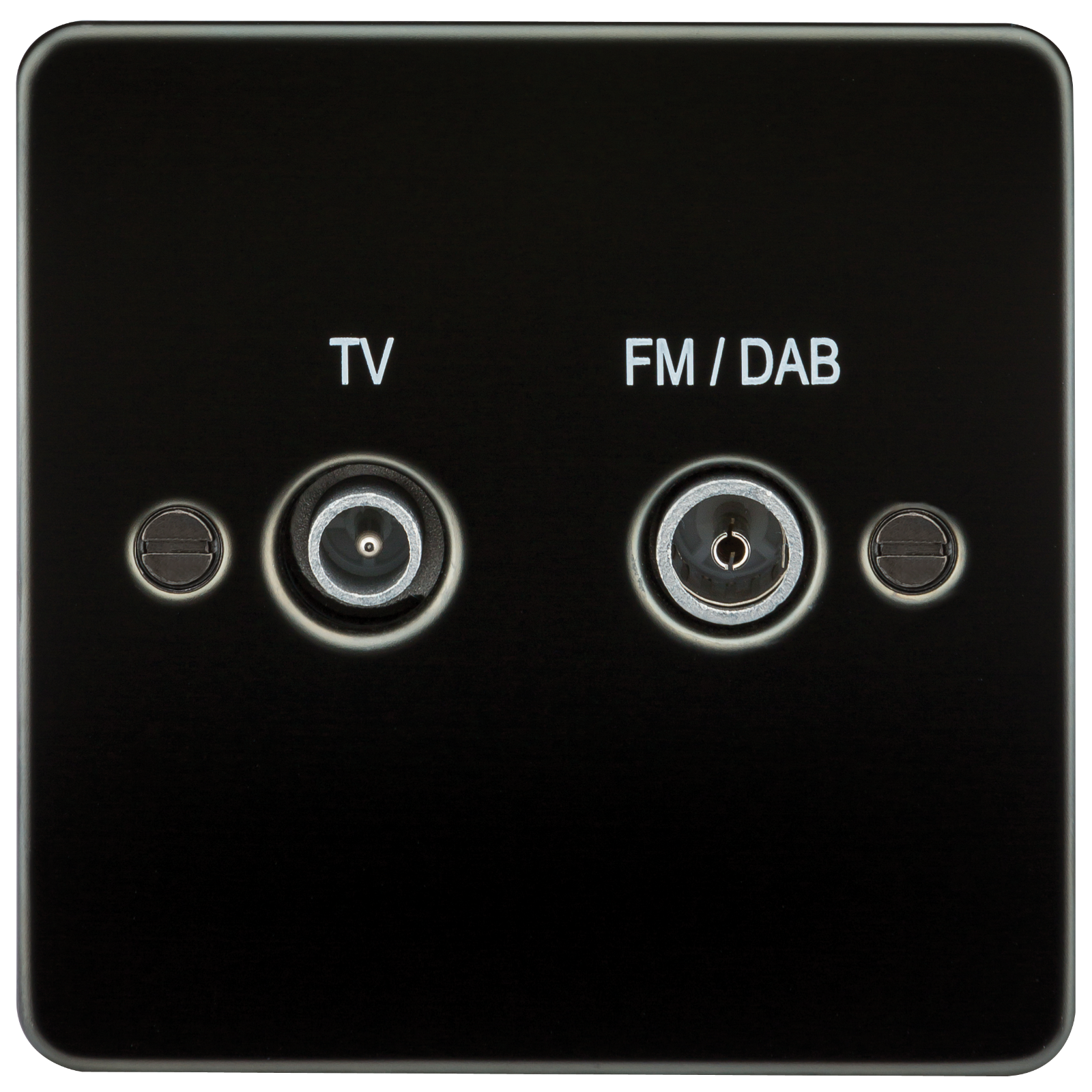 Flat Plate Screened Diplex Outlet (TV & FM DAB) - Gunmetal - FP0160GM 