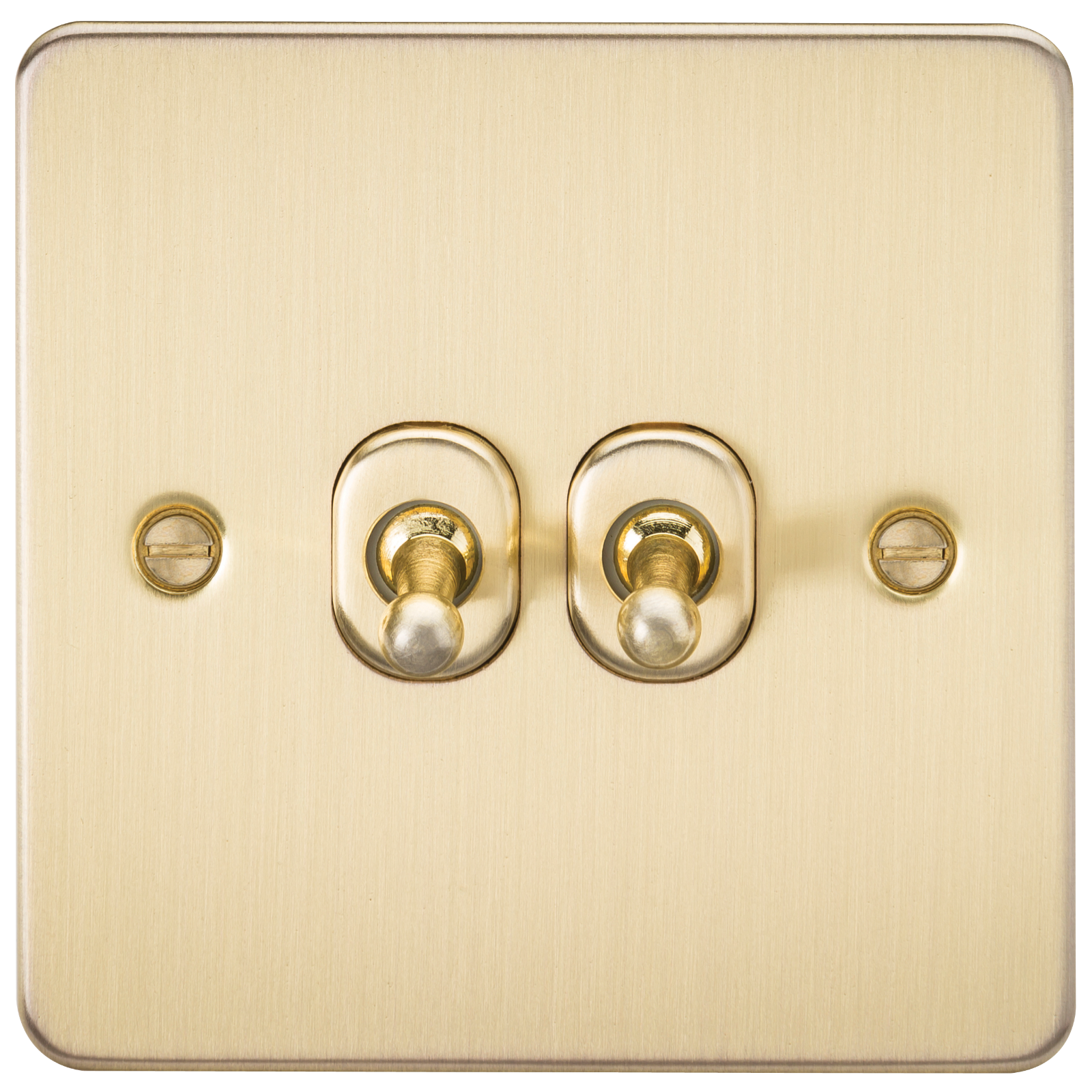 Flat Plate 10A 2G 2-way Toggle Switch - Brushed Brass - FP2TOGBB 