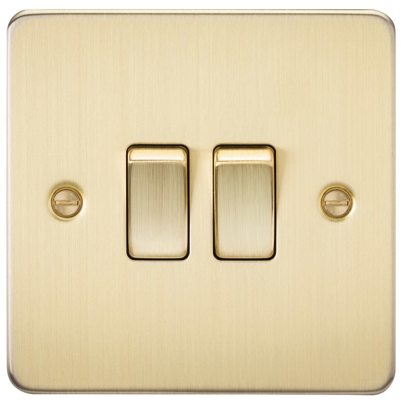 Flat Plate 10A 2G 2-way Switch - Brushed Brass - FP3000BB 