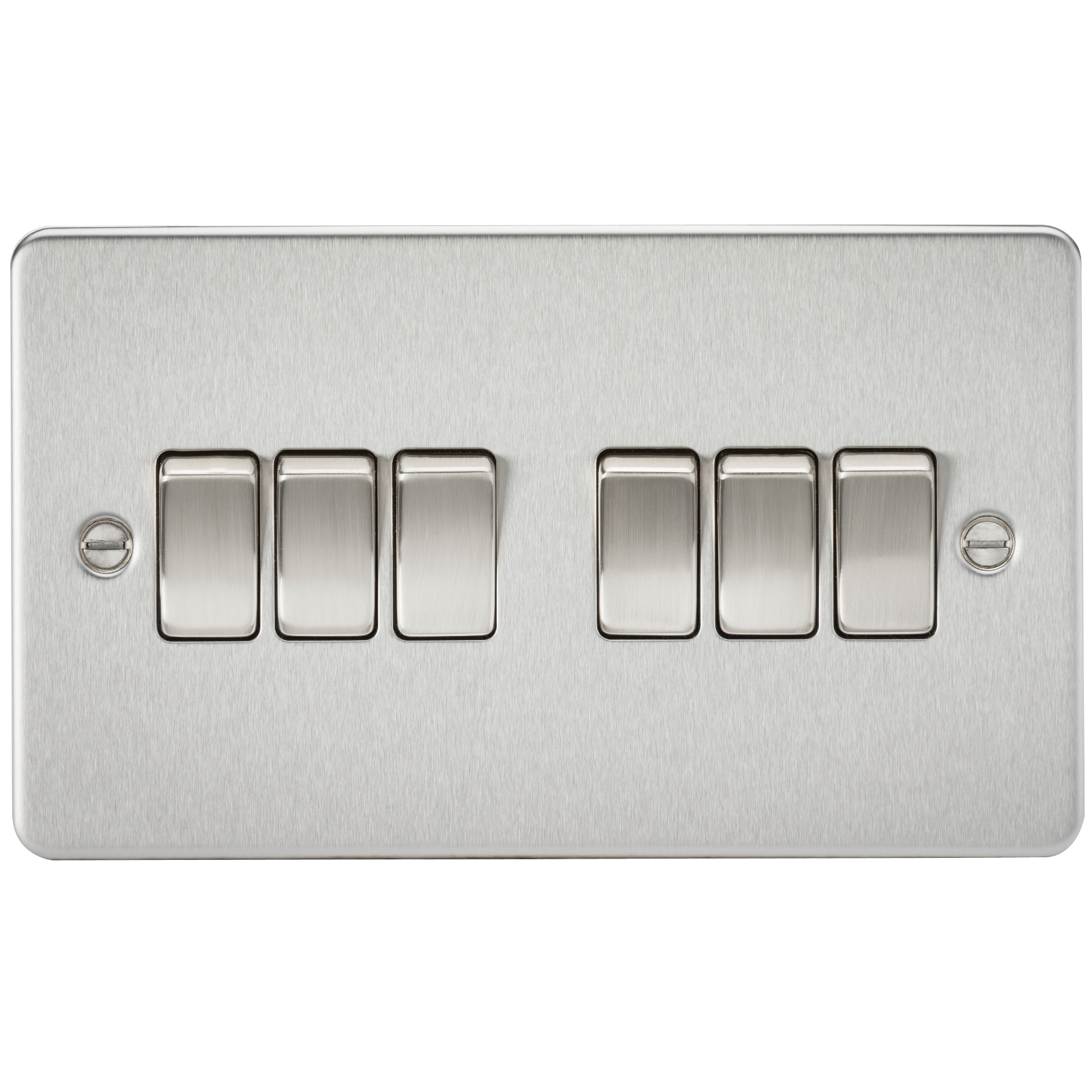 Flat Plate 10A 6G 2-way Switch - Brushed Chrome - FP4200BC 