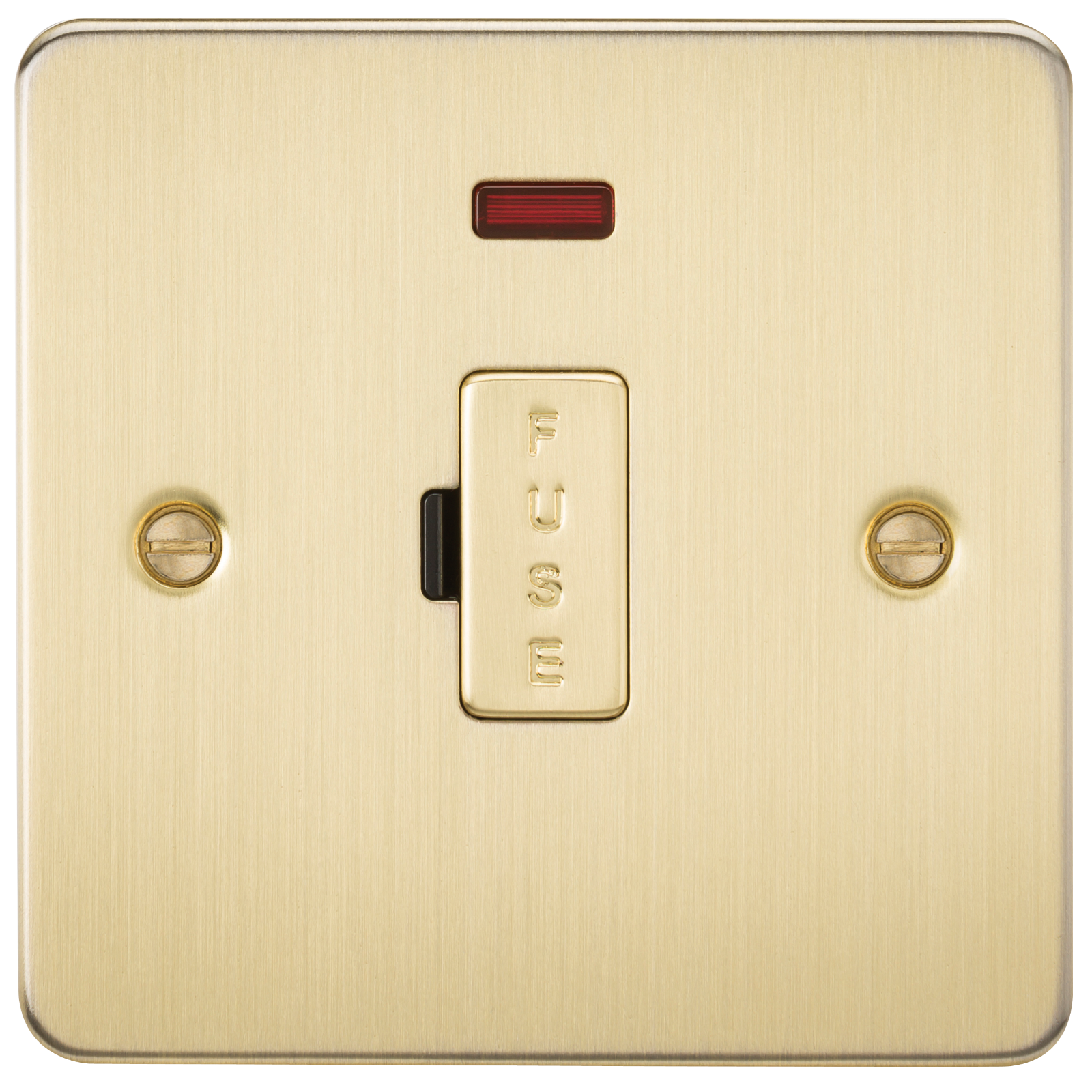 Flat Plate 13A Fused Spur Unit With Neon - Brushed Brass - FP6000NBB 