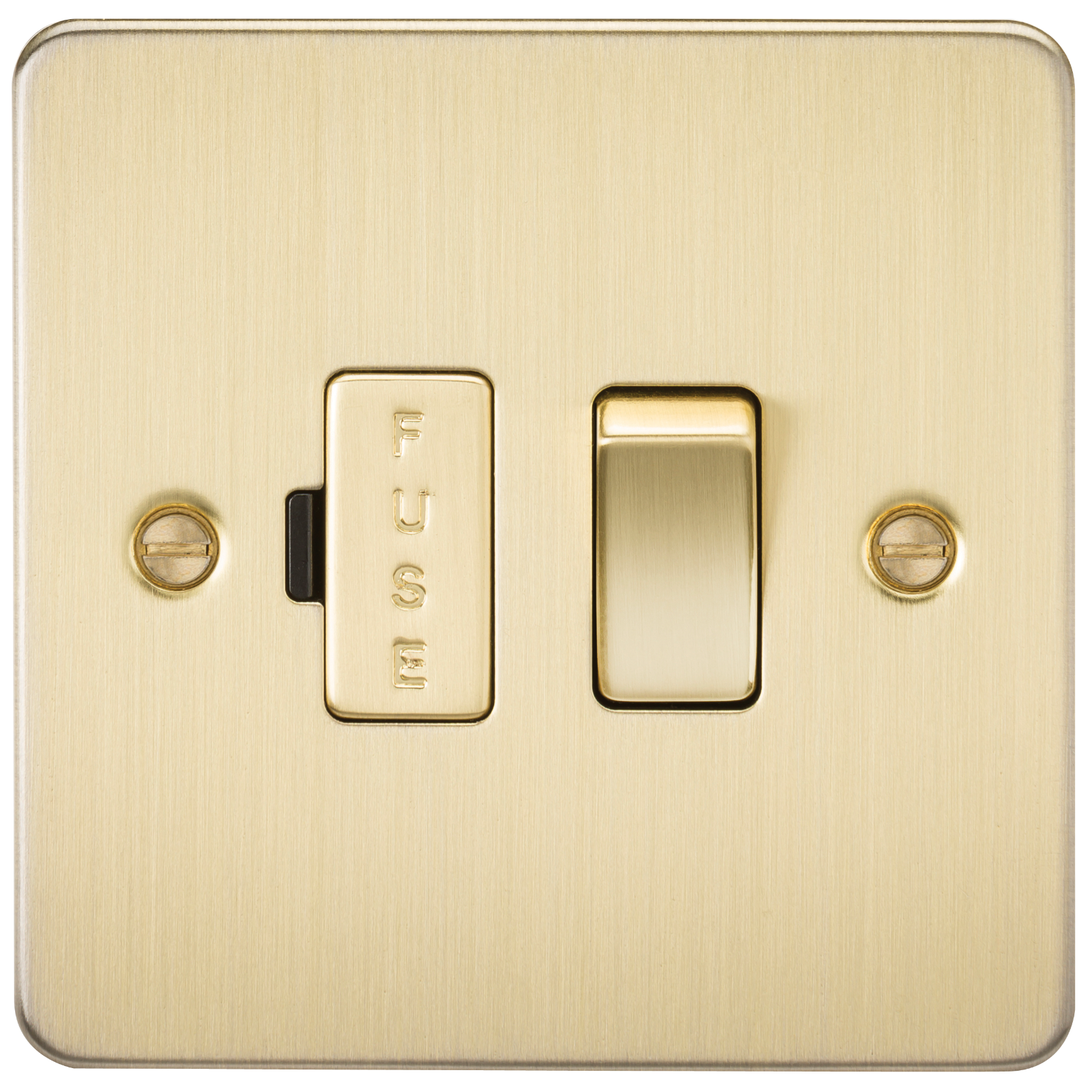 Flat Plate 13A Switched Fused Spur Unit - Brushed Brass - FP6300BB 