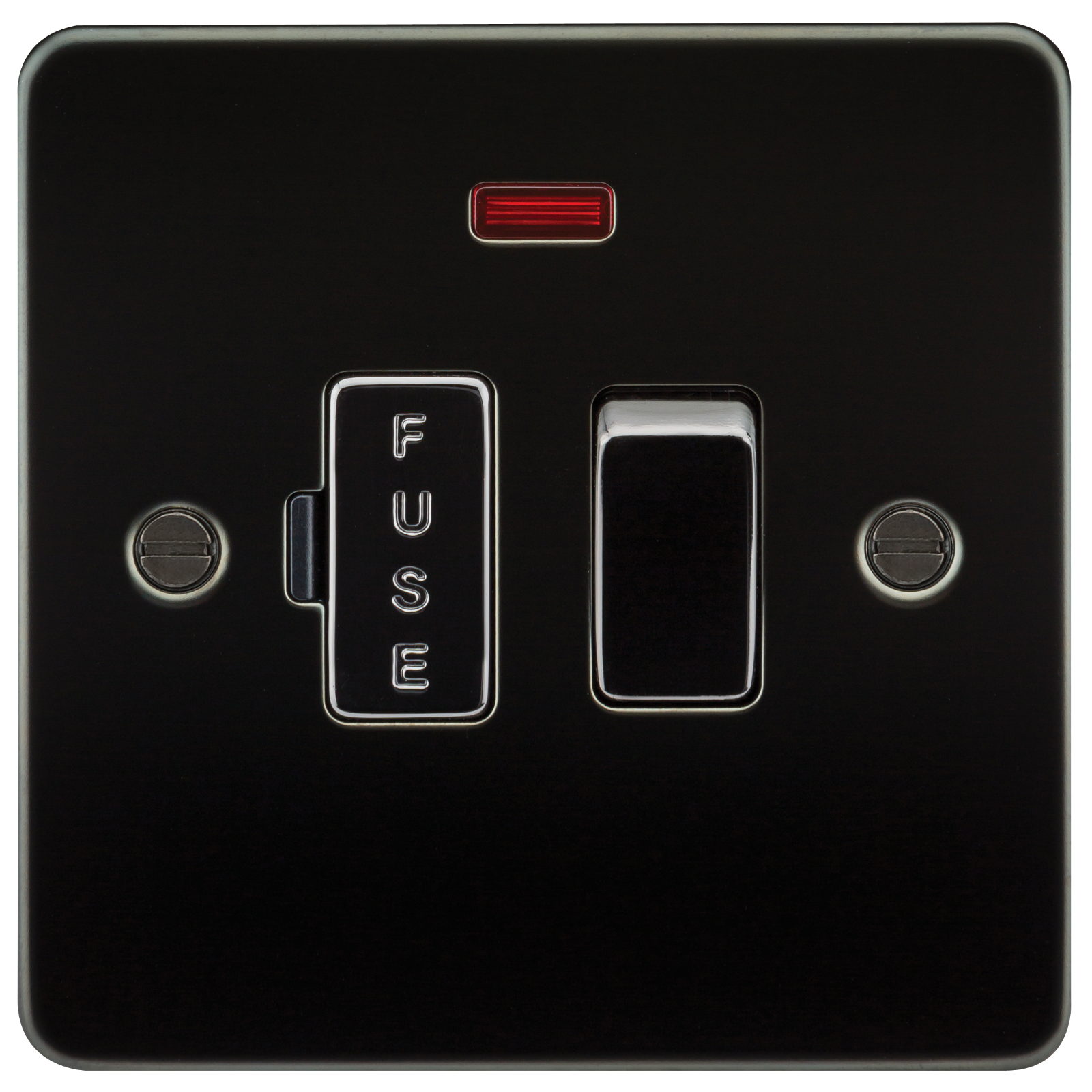 Flat Plate 13A Switched Fused Spur Unit With Neon - Gunmetal - FP6300NGM 