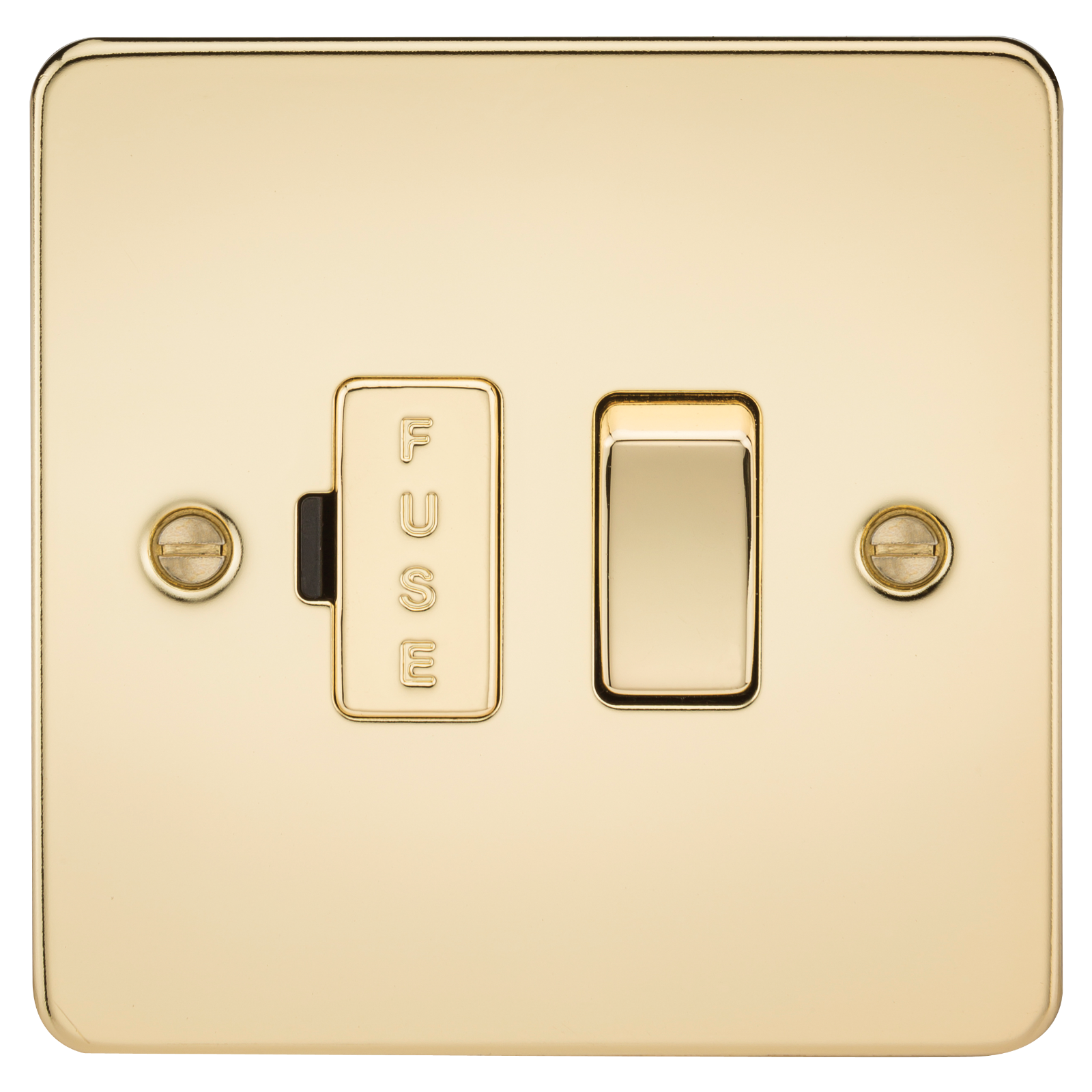 Flat Plate 13A Switched Fused Spur Unit - Polished Brass - FP6300PB 