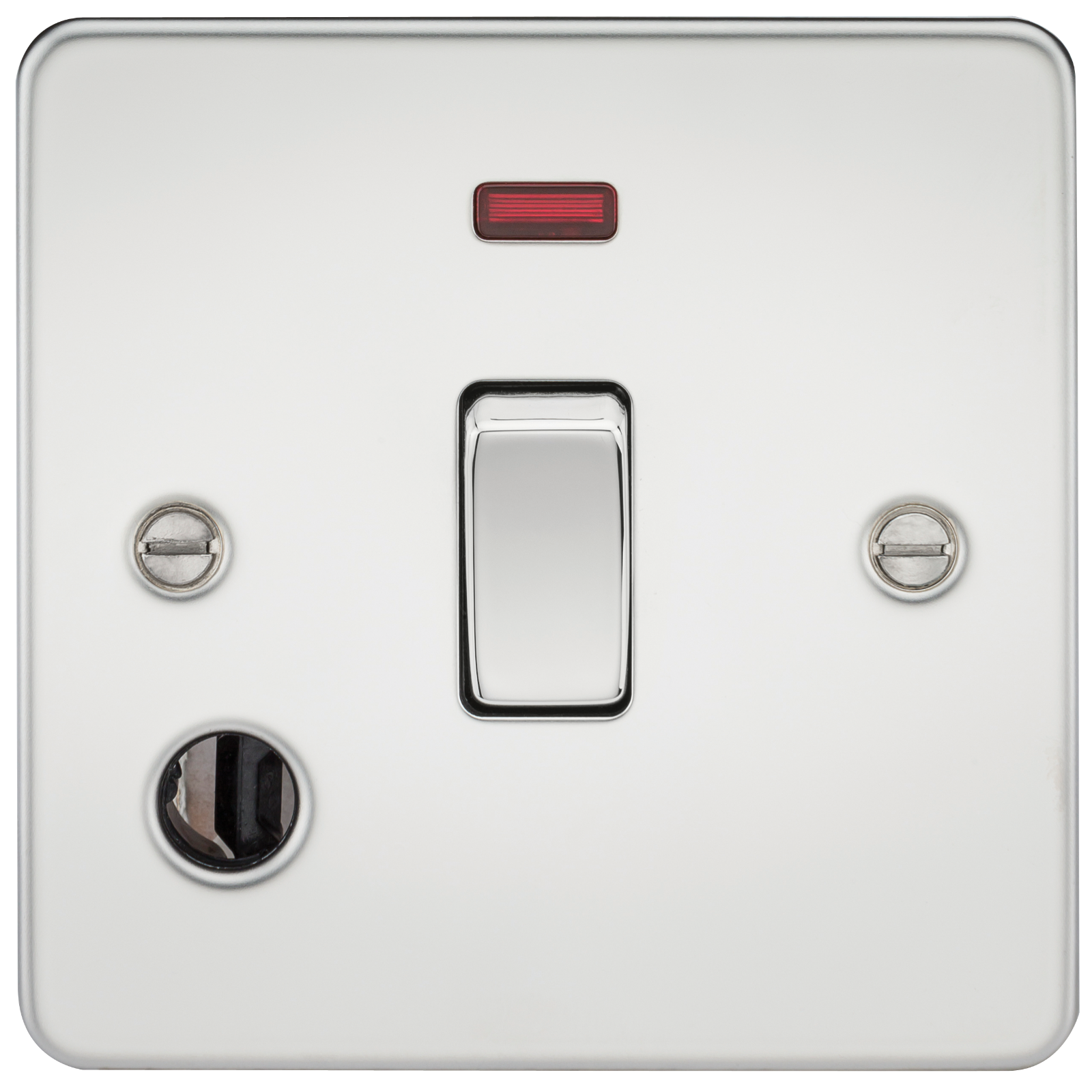 Flat Plate 20A 1G DP Switch With Neon & Flex Outlet - Polished Chrome - FP8341FPC 