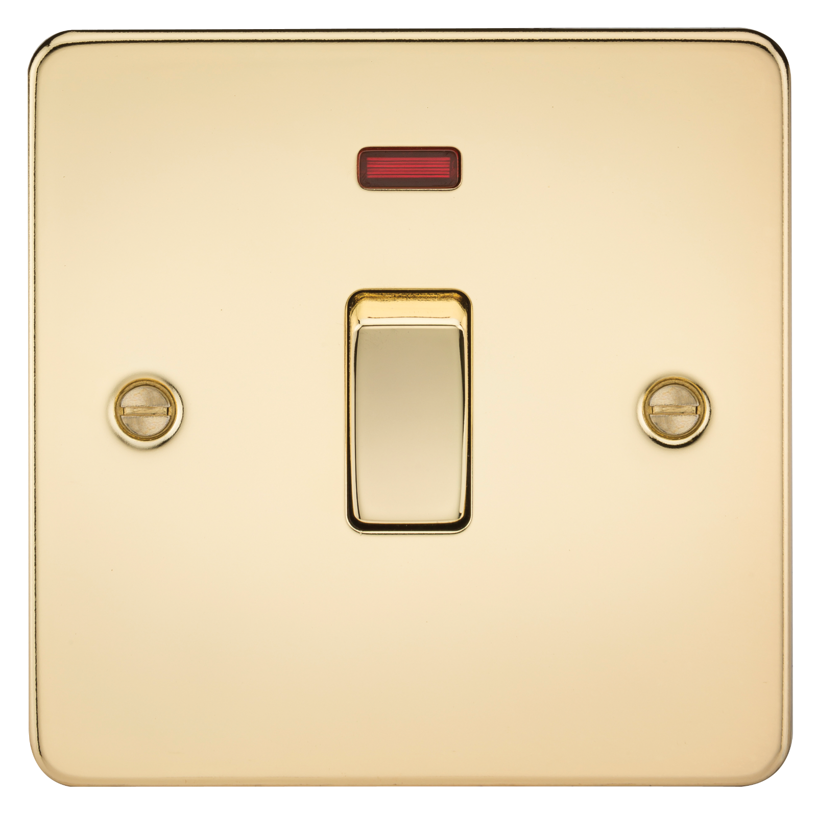 Flat Plate 20A 1G DP Switch With Neon - Polished Brass - FP8341NPB 