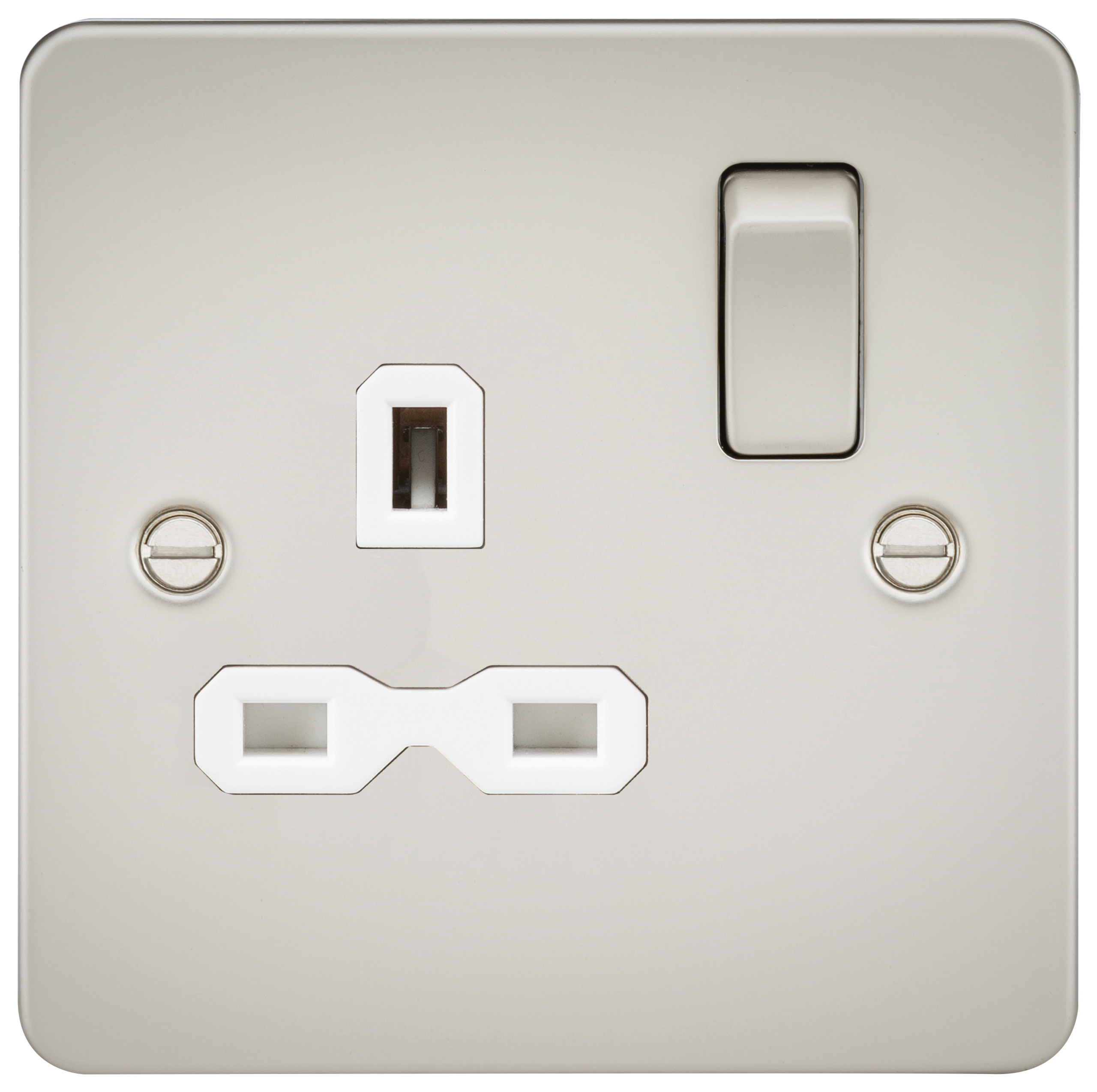 Flat Plate 13A 1G DP Switched Socket - Pearl With White Insert - FPR7000PLW 