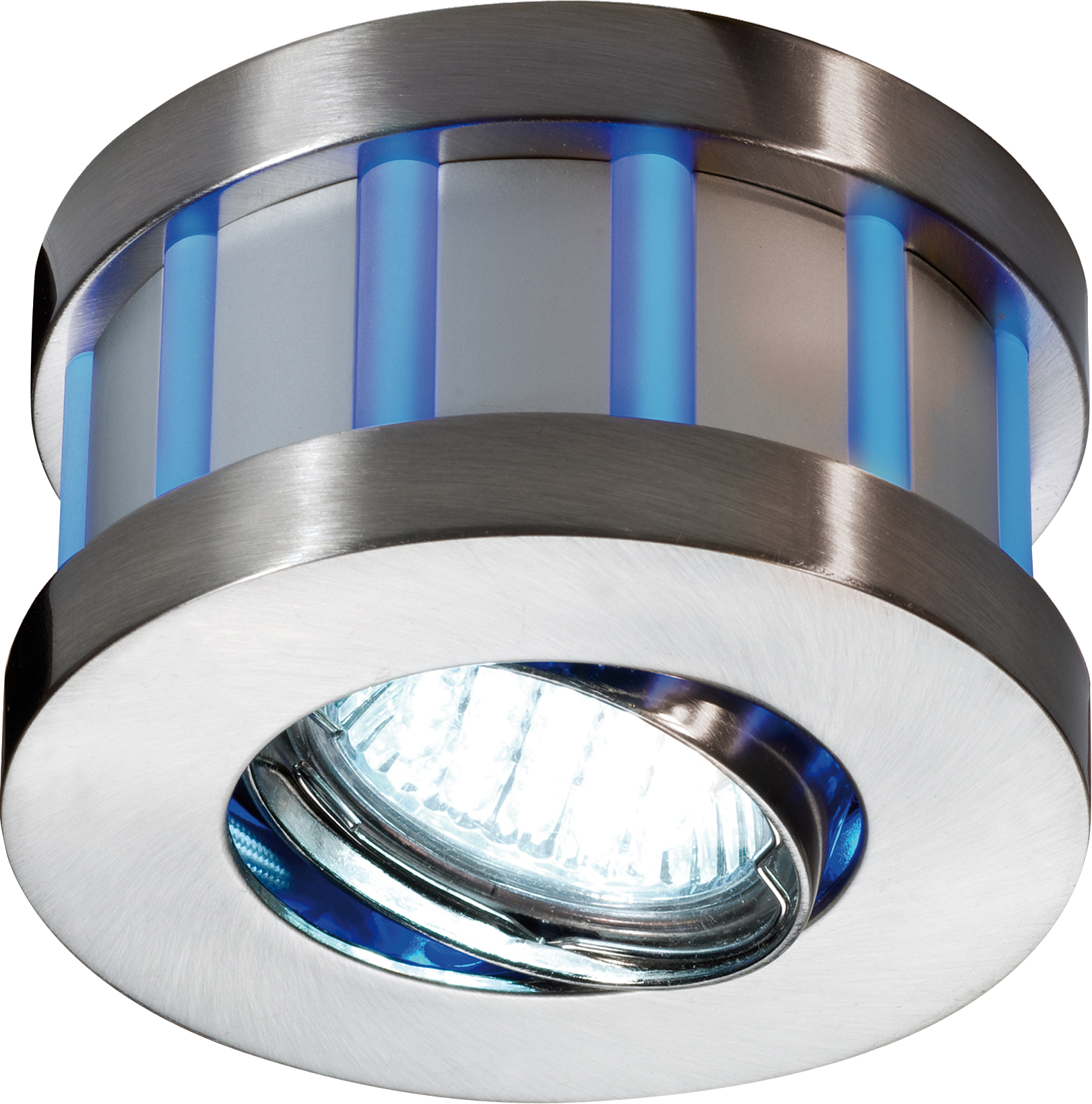 Round White Centre Blue Edge LED With GU10 Socket Satin Nickel - GL8101 