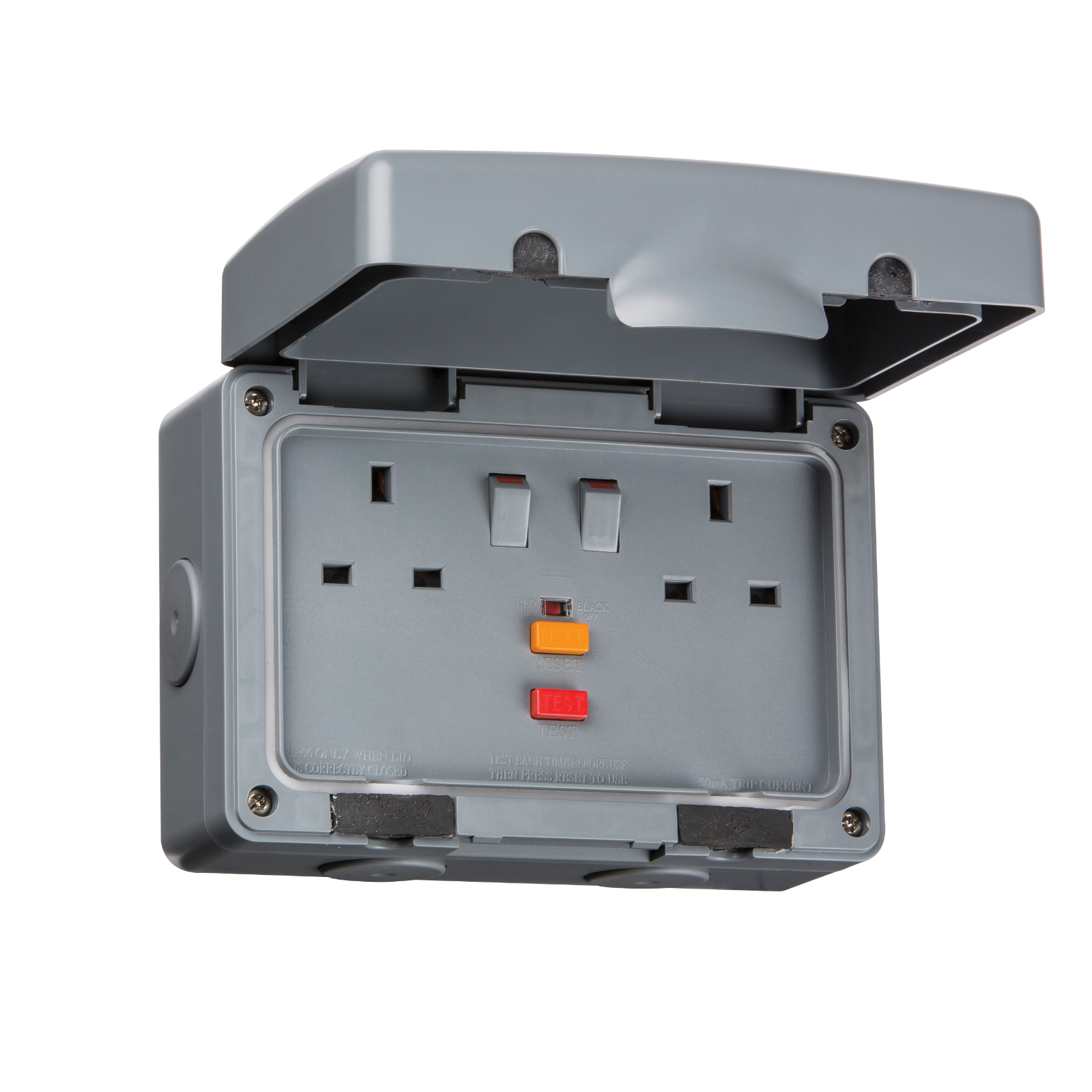 IP66 13A RCD 2G Switched Socket - IPRCD 