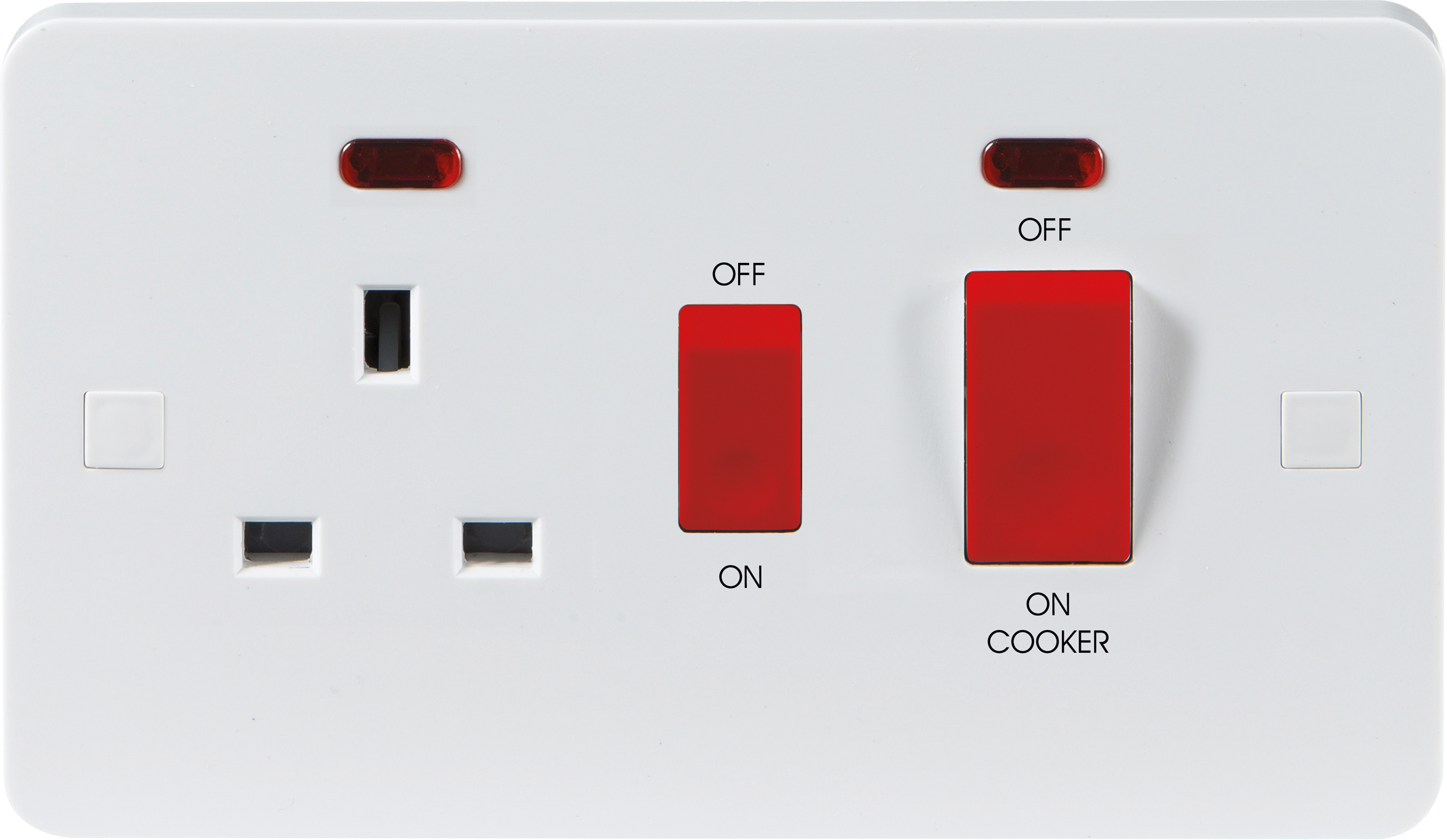 2G 45A DP Cooker Switch And 13A Switched Socket With Neons - 9mm - PU8333N 