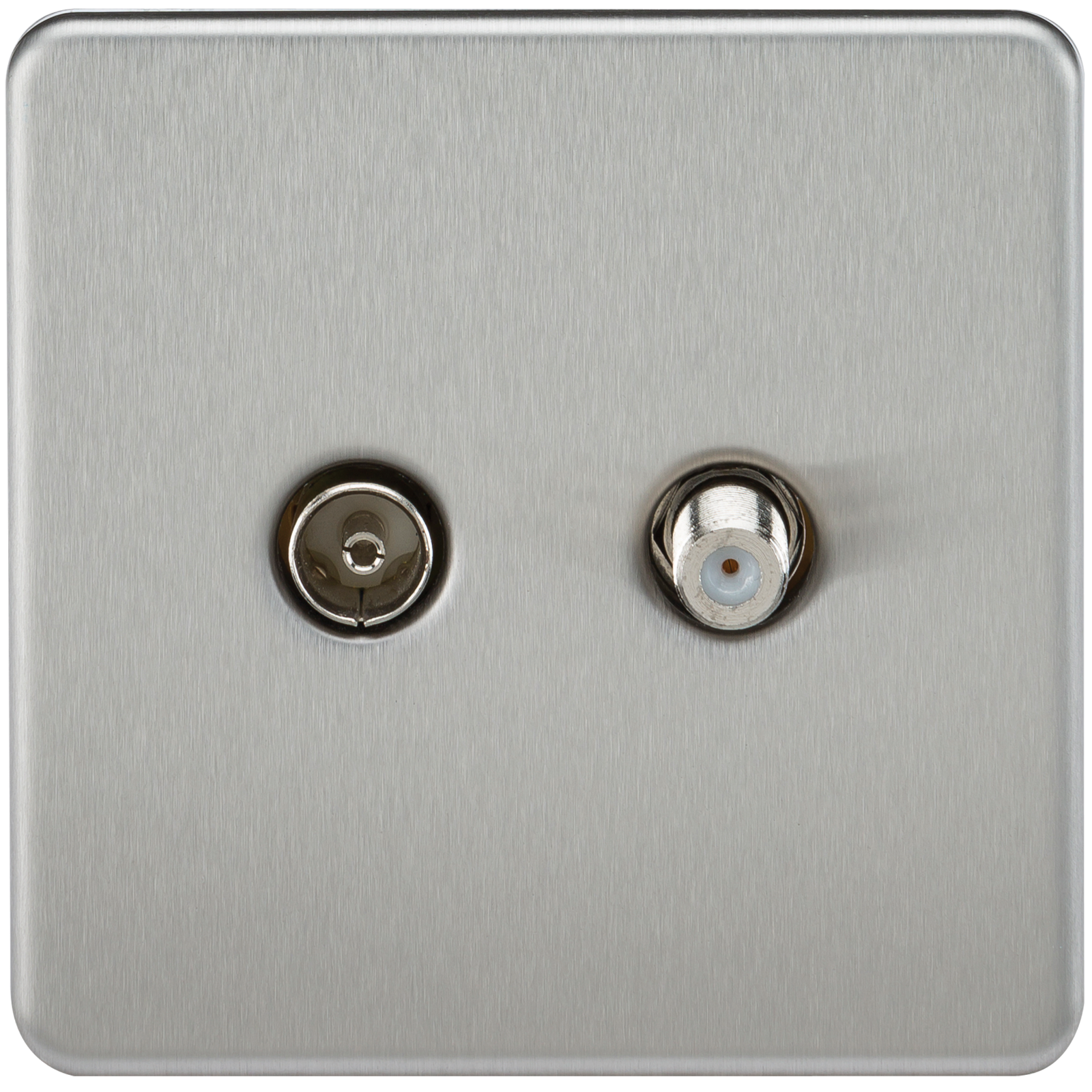 Screwless TV & SAT TV Outlet (Isolated) - Brushed Chrome - SF0140BC 