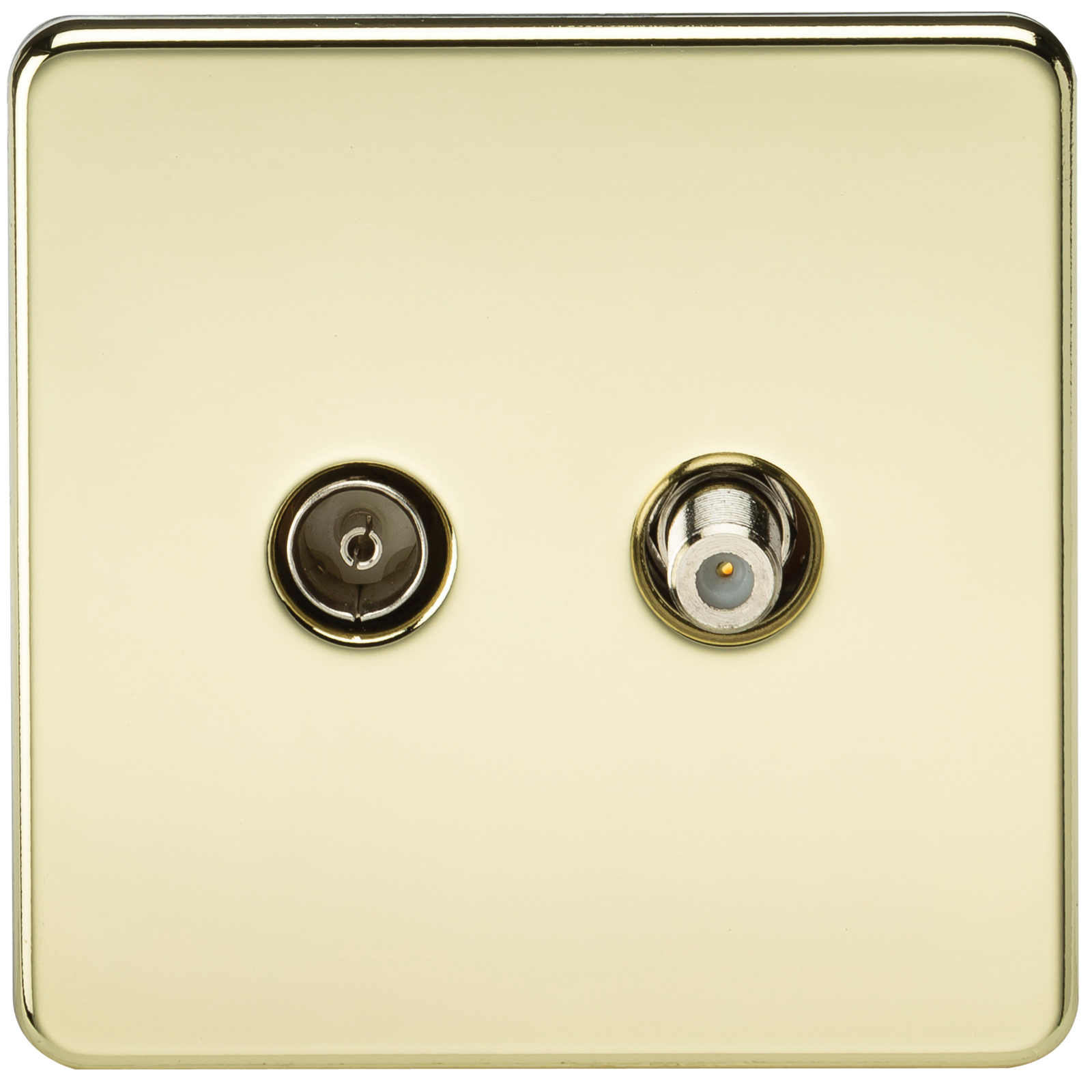 Screwless TV & SAT TV Outlet (Isolated) - Polished Brass - SF0140PB 