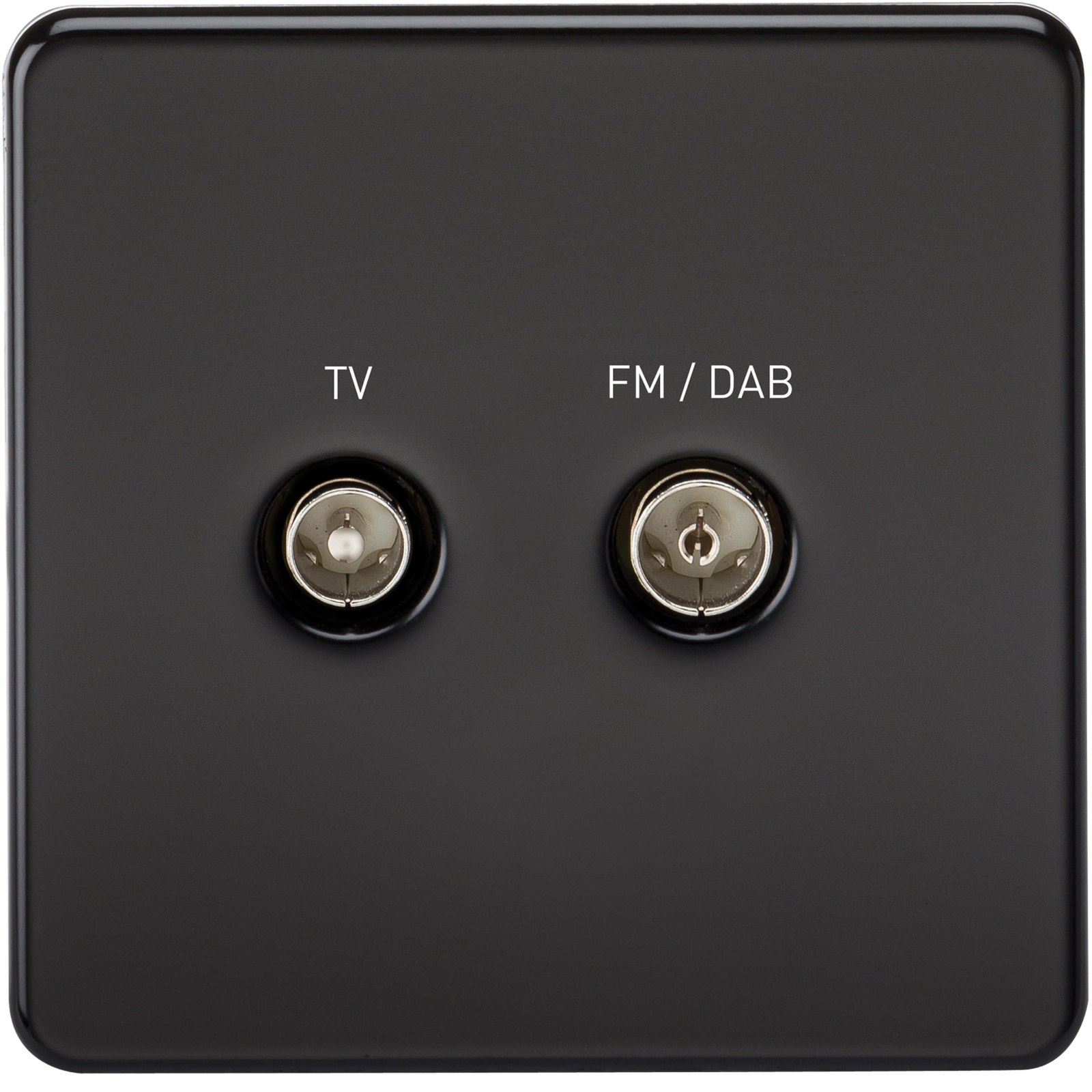 Screwless Screened Diplex Outlet (TV & FM DAB) - Matt Black - SF0160MB 
