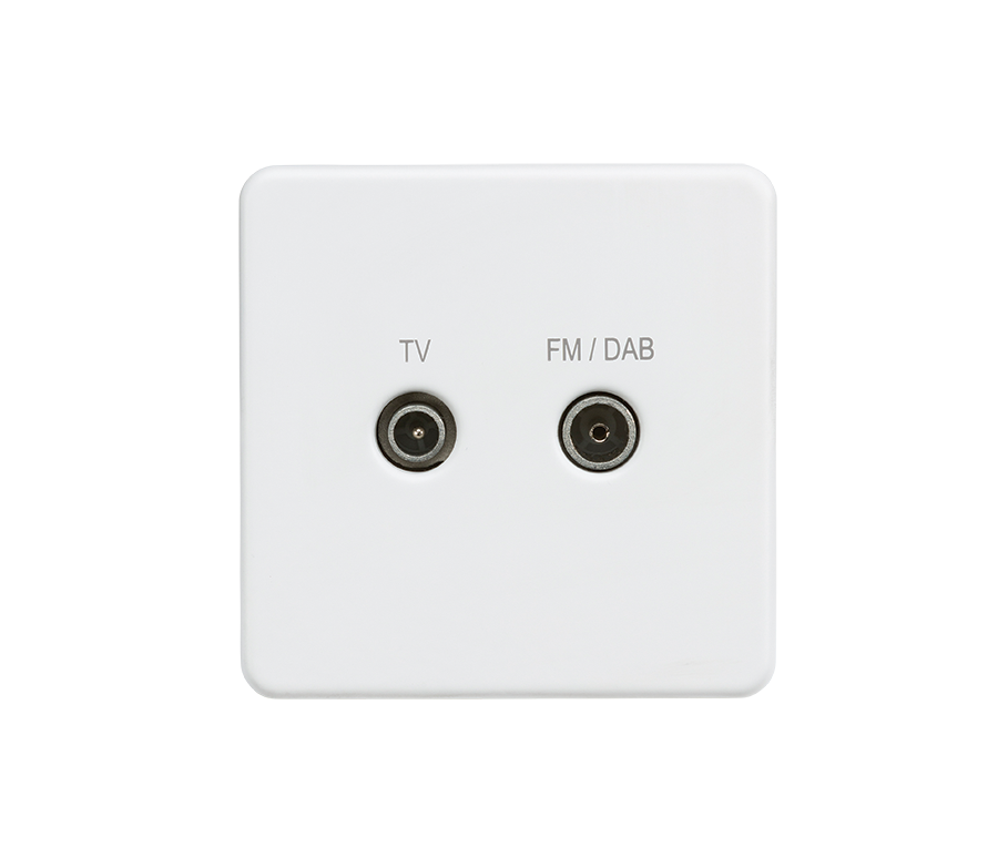 Screwless Screened Diplex Outlet (TV And FM/DAB) - Matt White - SF0160MW 