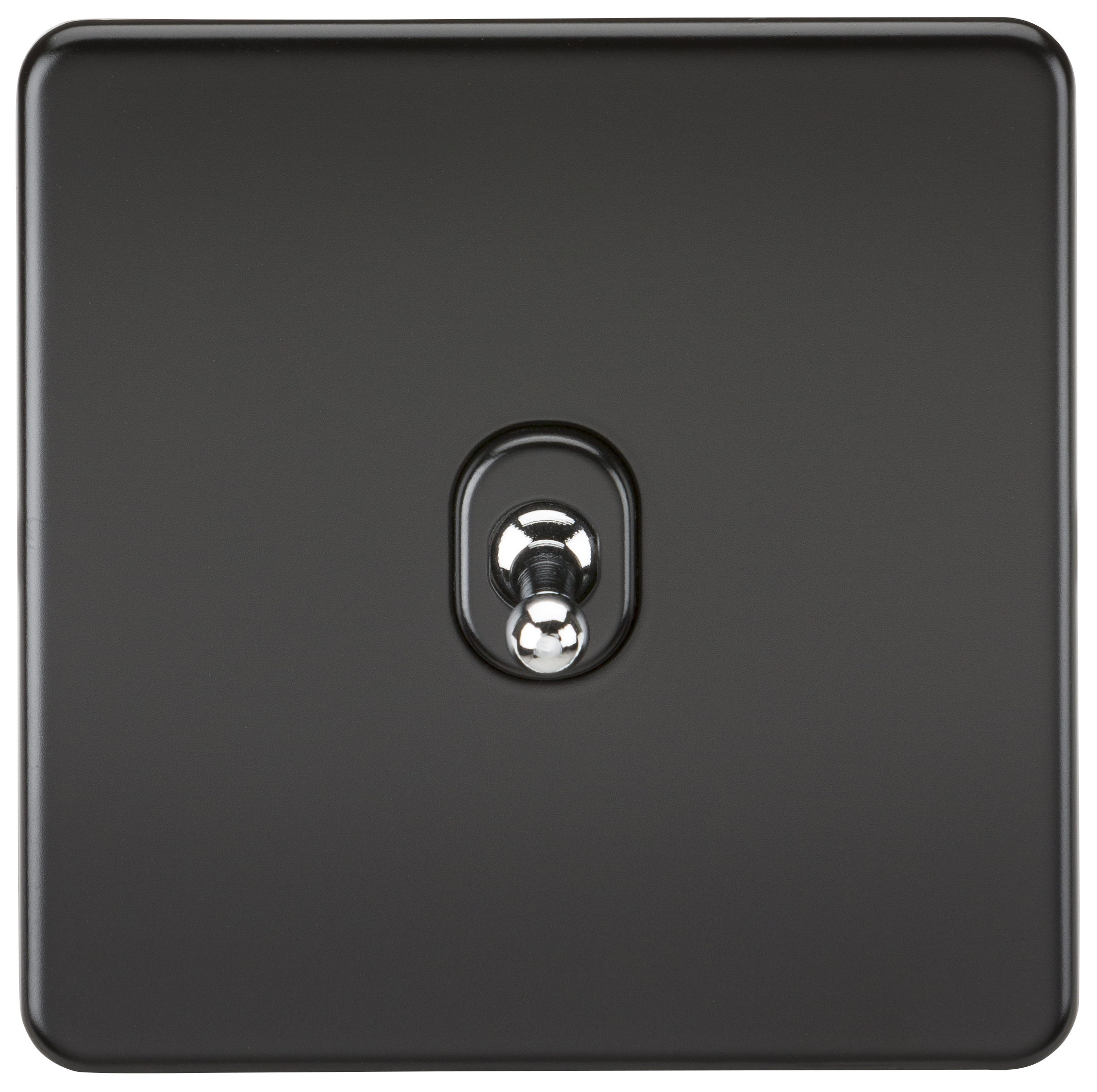 Screwless 10A 1G Intermediate Toggle Switch - Matt Black With Chrome Toggle - SF12TOGMB 