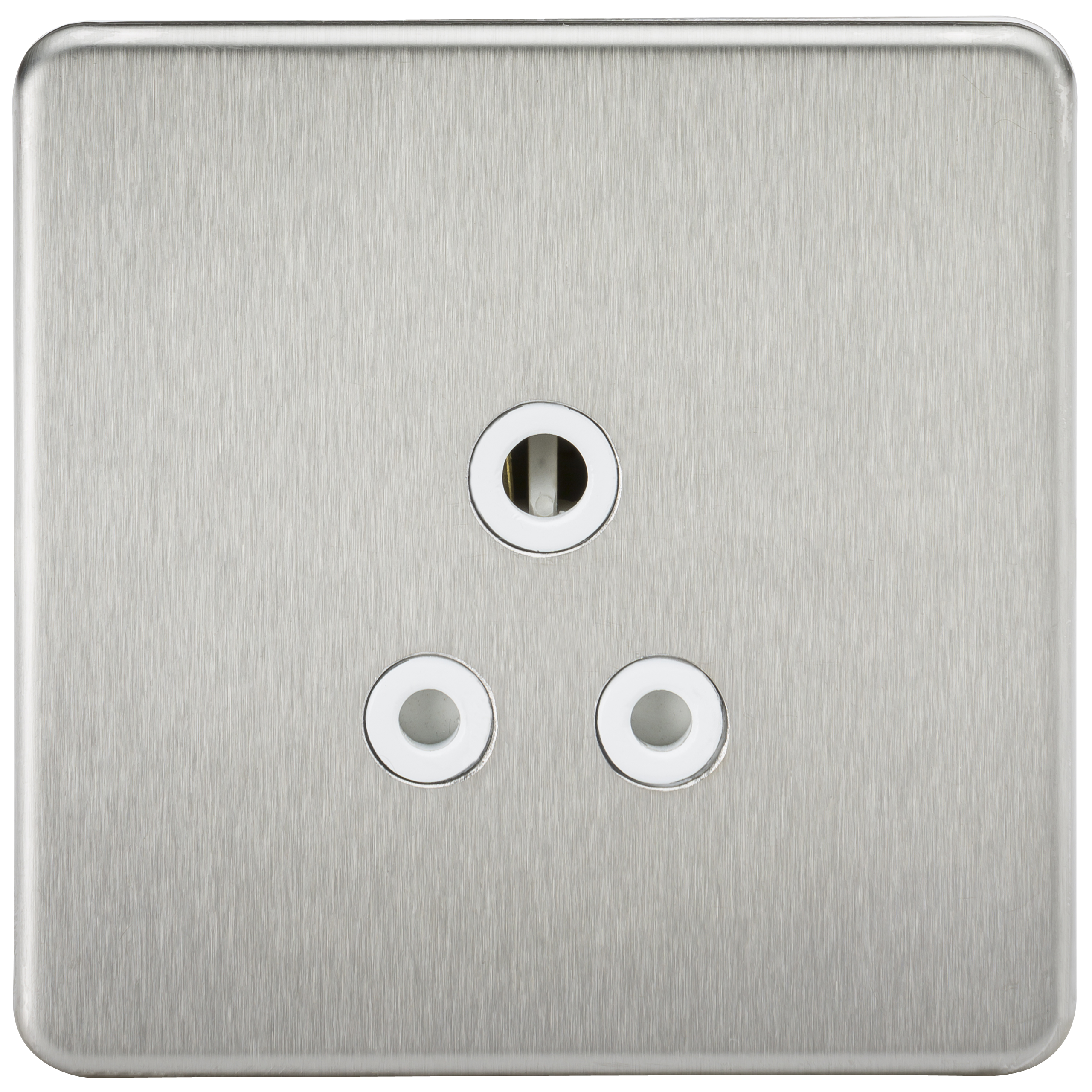 Screwless 5A Unswitched Socket - Brushed Chrome With White Insert - SF5ABCW 