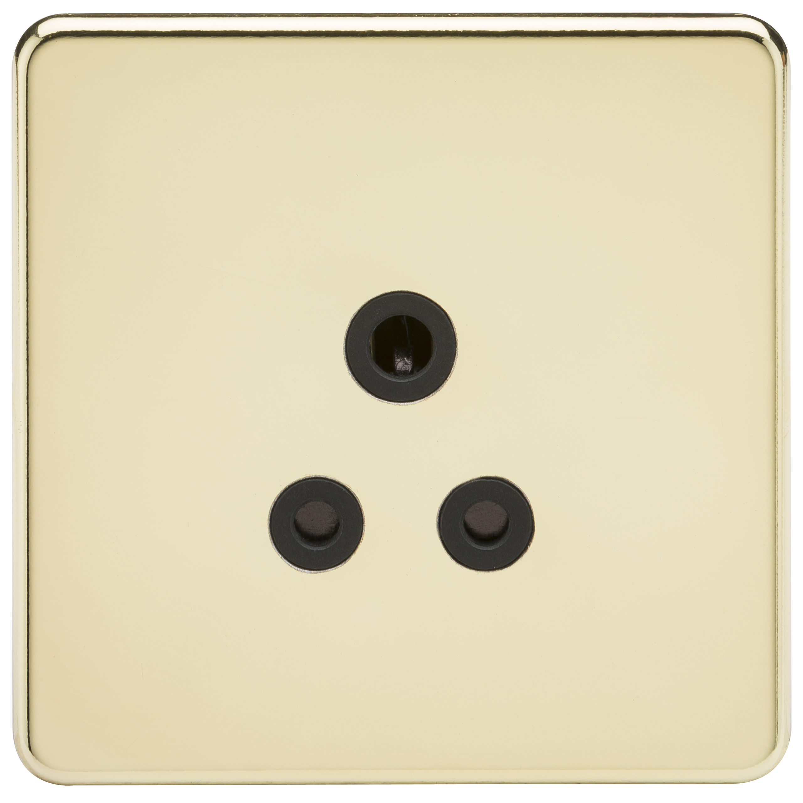 Screwless 5A Unswitched Socket - Polished Brass With Black Insert - SF5APB 