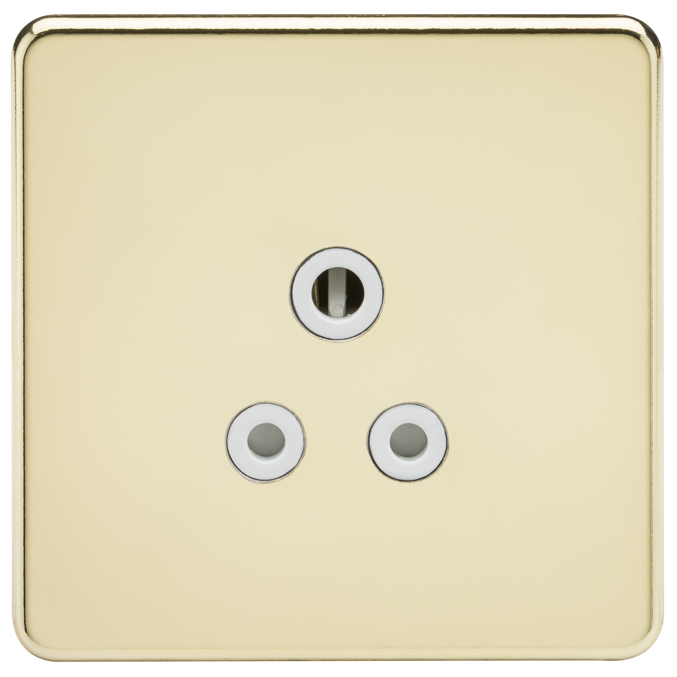 Screwless 5A Unswitched Socket - Polished Brass With White Insert - SF5APBW 