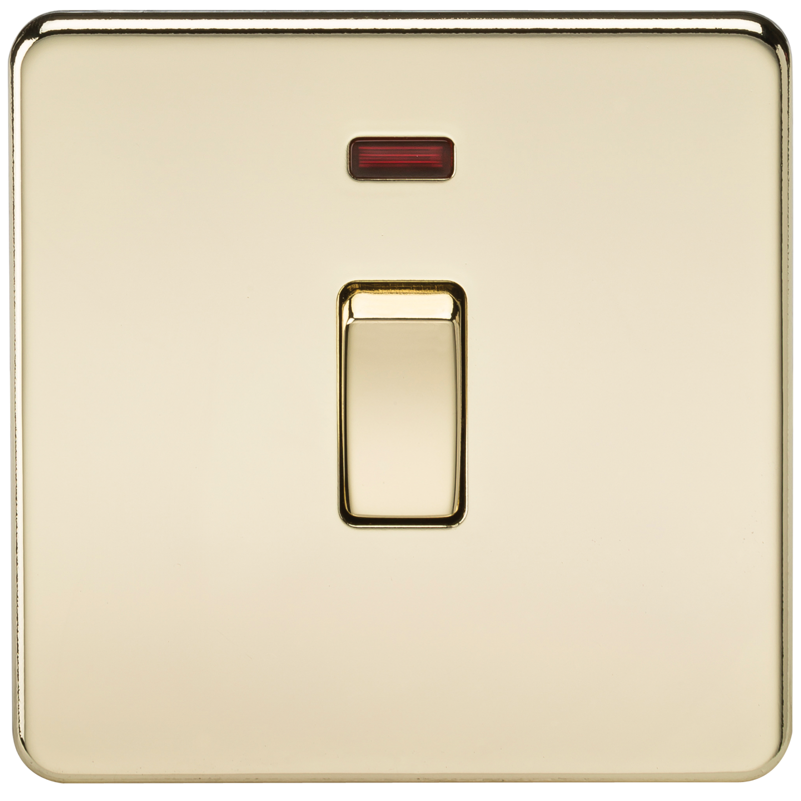 Screwless 20A 1G DP Switch With Neon - Polished Brass - SF8341NPB 