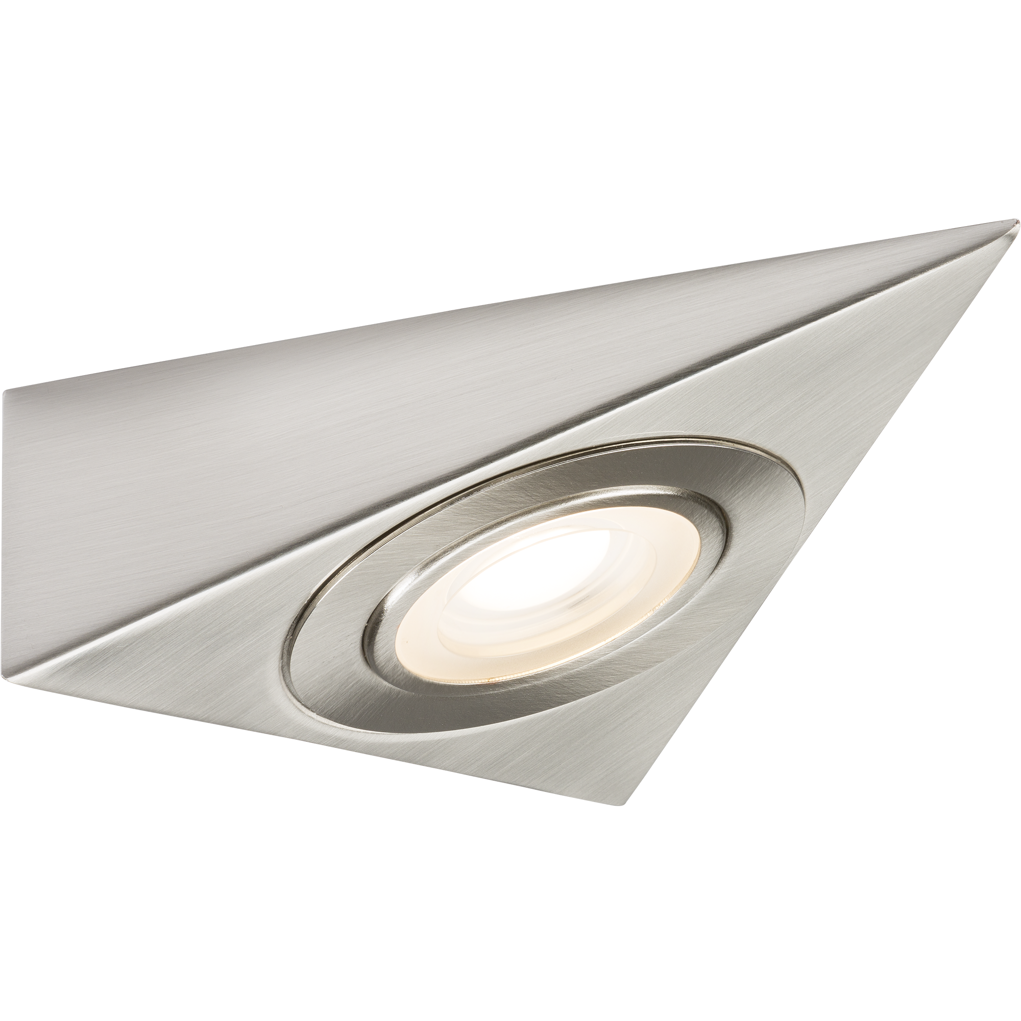 230V LED Triangular Under Cabinet Light - Brushed Chrome 3000K - TRIBCWW 