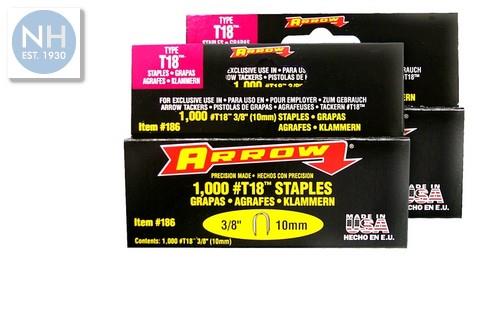 Arrow T18 Staples 3/8" (10mm) Box 1000 - ARRT1838 