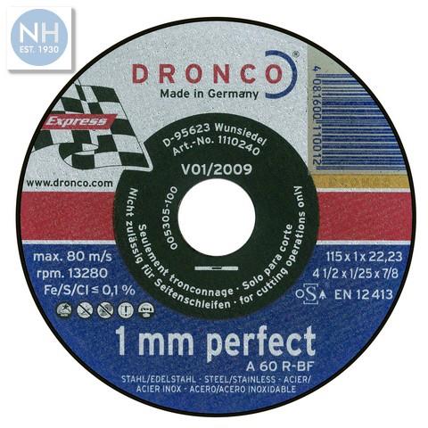 Dronco 115mm AS60 Metal Cutting Discs Pk25 115mm x 1mm x 22mm 1111240 - DRO1111240 