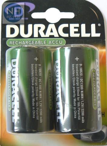 Duracell D Rechargeable Batteries Card of 2 - DURRECR20DUR2200 