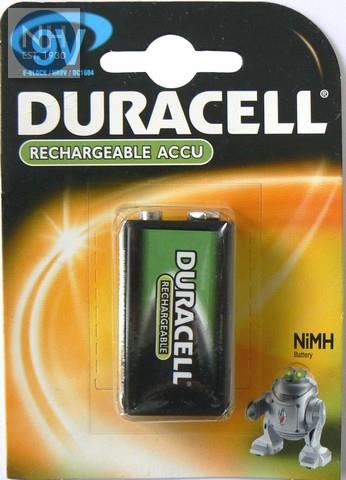 Duracell PP3 Rechargeable Batteries Card of 1 - DURRECR22DUR170 