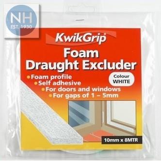 Foam Draught Excluder White 10mm x 8m - EVEKGFDE10 