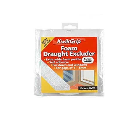 Foam Draught Excluder White 15mm x 8m - EVEKGFDE15 