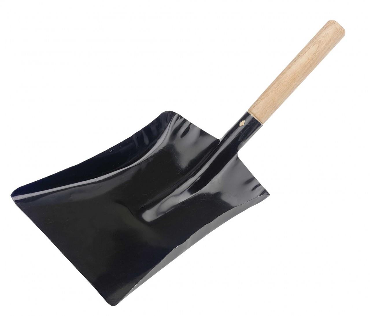 7" Wood Handle Black Coal Shovel - HNHCOAL7 