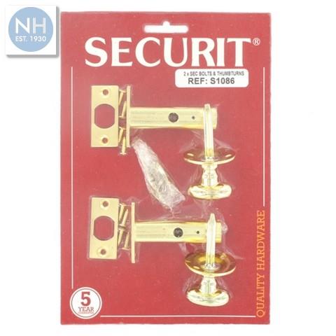 Securit S1086 2 x Security door bolts + 2 - MPSS1086 