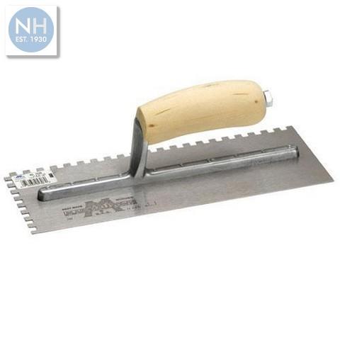 Marshalltown M702S SQUARE NOTCH TROWEL W/CURVED WOOD HANDLE 11 X 4.1/2" - RSTM702S 