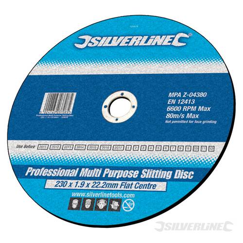 Silverline 103672 Heavy Duty Multipurpose Slitting Disc Flat 115 x 1 x 22.2mm - SIL103672 