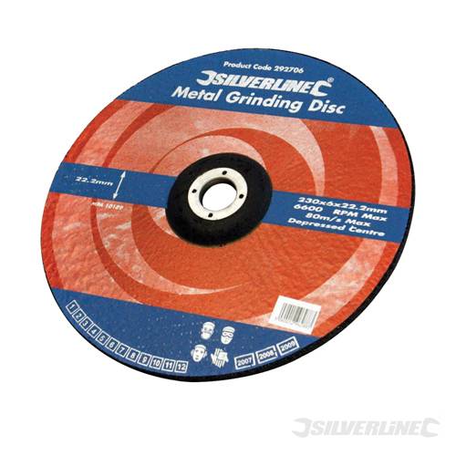 Silverline 224514 Metal Grinding Discs Depressed Centre 10pk 115 x 6 x 22.2mm - SIL224514 