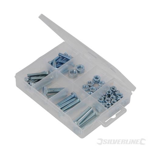 Silverline 228543 Hex Bolts and Nuts Pack 75pce - SIL228543 