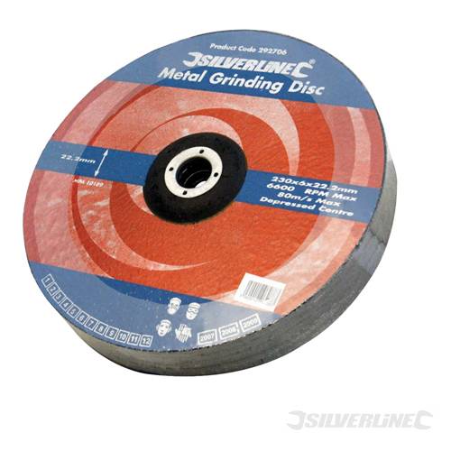 Silverline 292706 Metal Grinding Discs Depressed Centre 5pk 230 x 6 x 22.2mm - SIL292706 