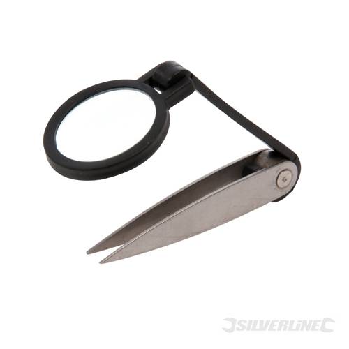 Silverline 609197 Magnifying Glass with Tweezers 25mm 4x - SIL609197 