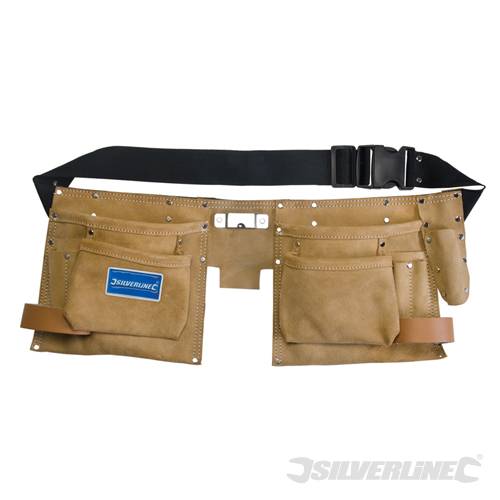 Silverline CB05 Double Pouch Tool Belt 8 Pocket 300 x 200mm - SILCB05 