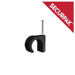 Securpak Round Cable Clips Pack 20 - 7.0mm Black - STX-101683 