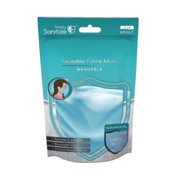 Simply Sanitize Reusable Fabric Facemask - Blue - Single - STX-103314 