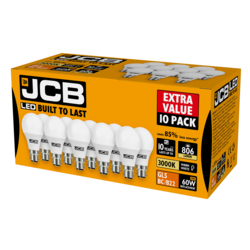 JCB LED Gls Lamp BC Cap 3000k 9w - Pack 10 - STX-105809 
