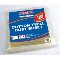 SupaDec Pro Cotton Twill Dust Sheets Twin Pack - 12
