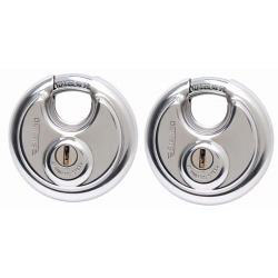 Sterling 2 x 70mm Heavy Security Closed Shackle Disc Padlock Twin Pack - keyed Alike - STX-146006 