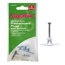 SupaFix Medium Duty Plasterboard Plugs with Screws - Pack 5 - STX-155110 