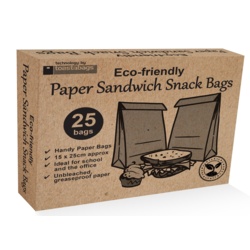 Planit Eco Friendly Paper Sandwich Bags - Pack 25 - STX-301355 
